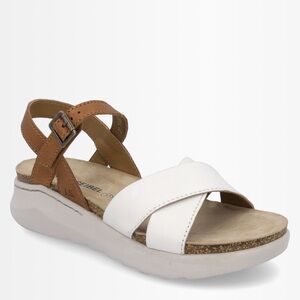 White and Brown Cross-Band Comfort Sandal - Women